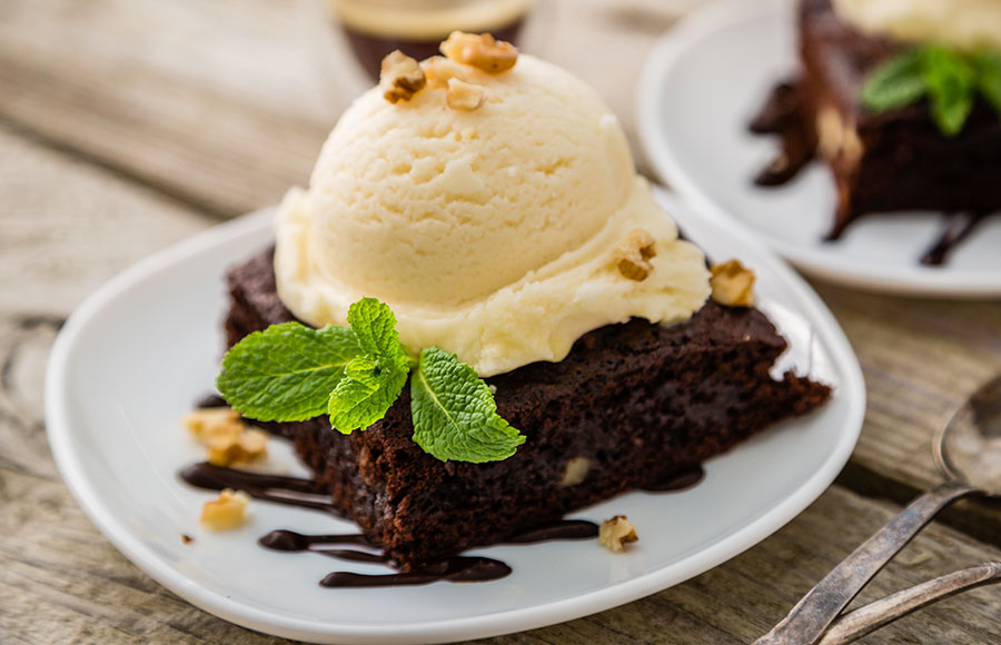 Chocolate Brownie Cake with Vanilla Ice Cream
