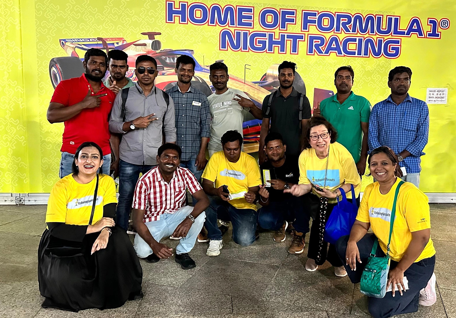 Hosting a group of migrant workers to watch the F1 race
